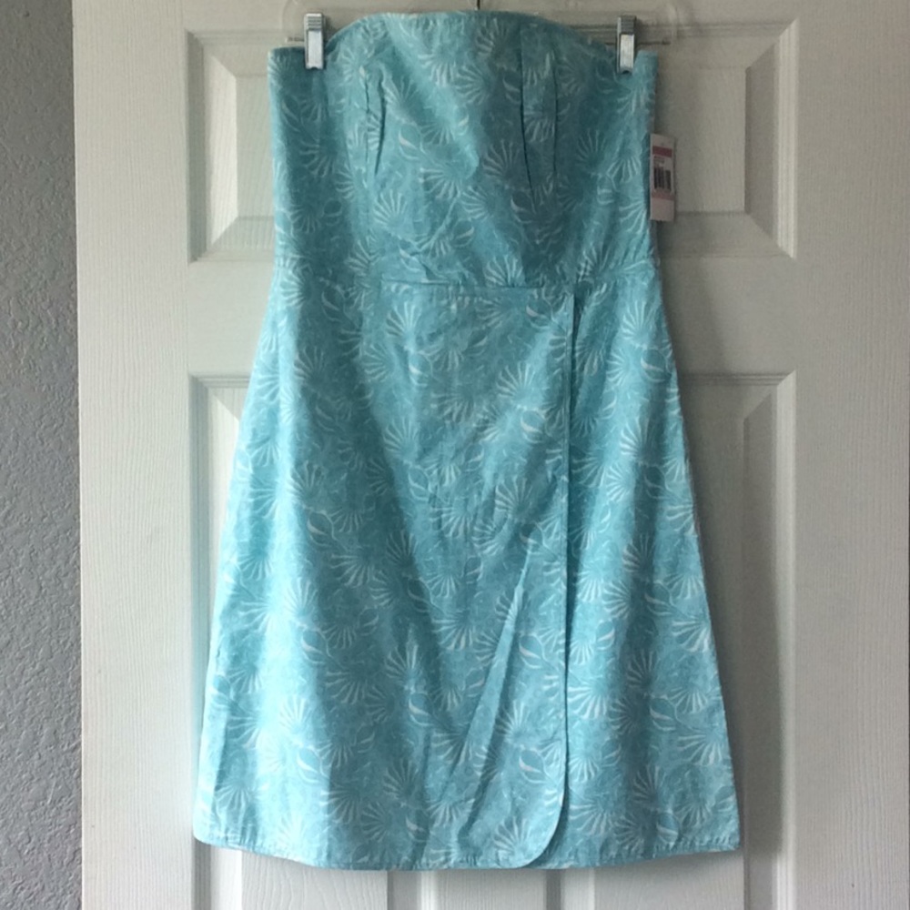 Vineyard Vines Strapless Aqua Blue Floral Dress size 10 NWT